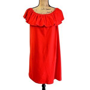 Esmara by Heidi Klum Women's Red On/Off Showlder Ruffle Cotton Dress SZ 4/6